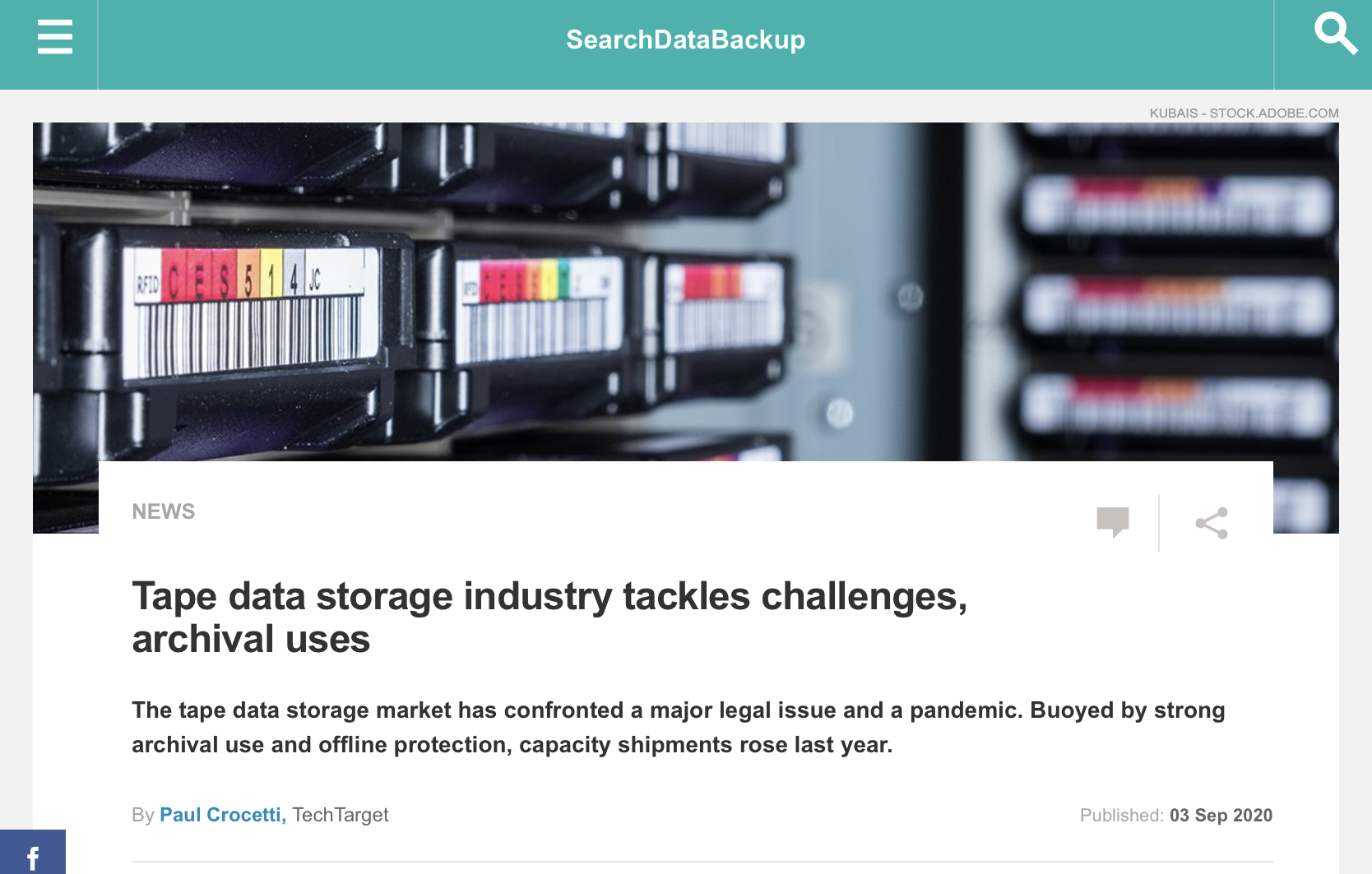 Tape Data storage industry tackles challenges, in SearchDataBackup of the TechTarget Network